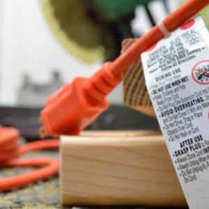 UL 817 certified power cord label with temperature ratings (105°C) and voltage specifications (125V)