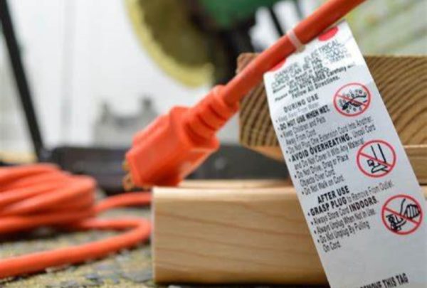 UL 817 certified power cord label with temperature ratings (105°C) and voltage specifications (125V)
