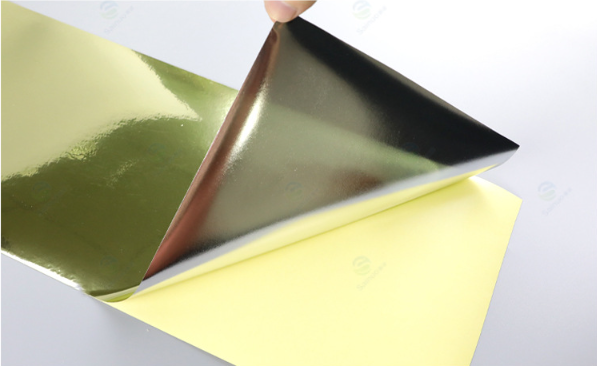 Gold color labels on machinery - Heat-resistant PET identification labels for industrial equipment