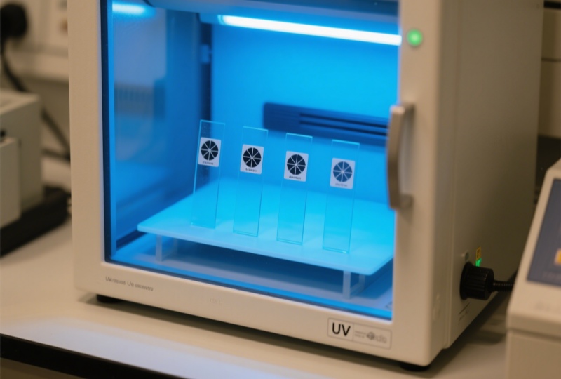 Solar label UV accelerated aging test in compliance with ASTM G154
