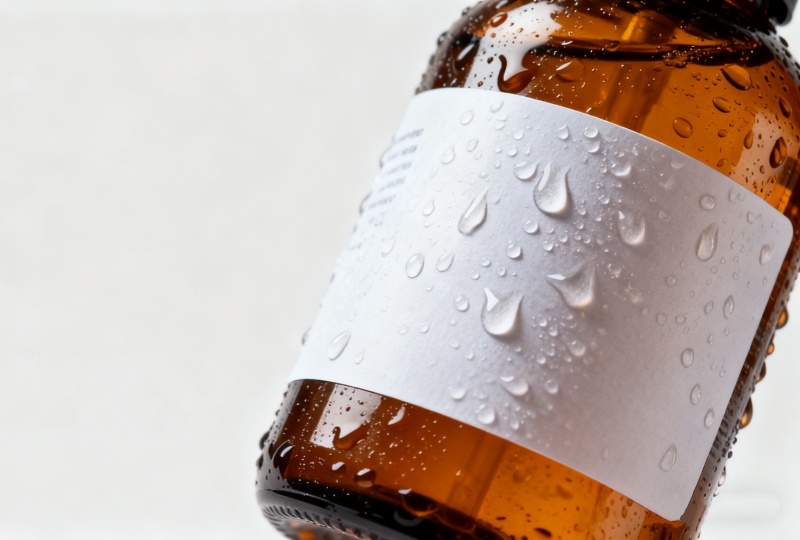 Water-resistant label with water droplets staying firmly attached to the surface