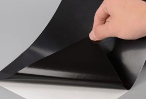 Example of durable black PET adhesive labels applied to an electronic circuit board.