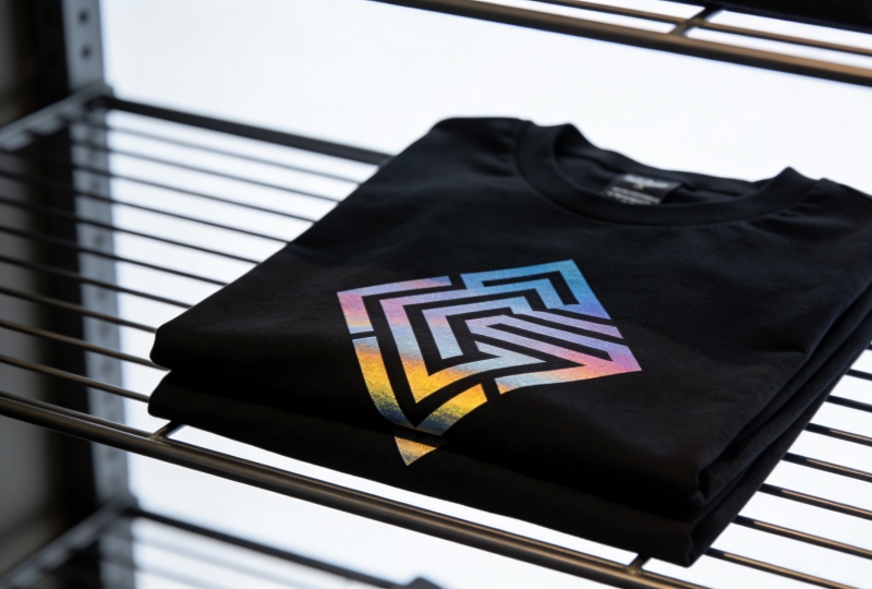 Vibrant and durable custom design printed on a black t-shirt using heat transfer paper